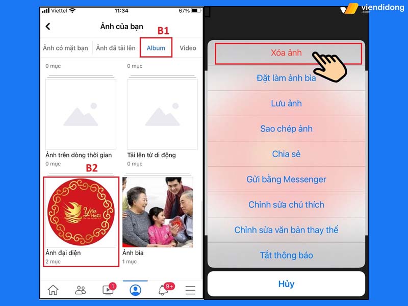 cách xóa ảnh đại diện trên Facebook đt album 2