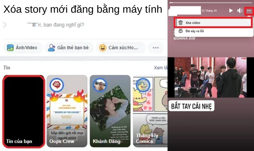 cách xoá story trên facebook bằng máy tính