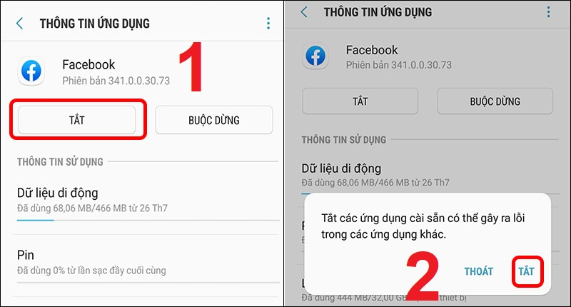 Trong thông báo hiện ra bạn bấm TẮT