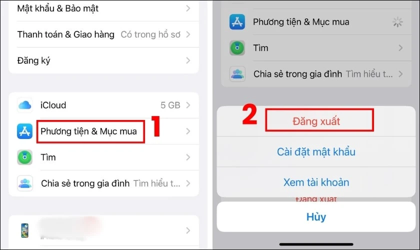 Hãy chọn Xoá tài khoản để haonf thnahf xóa id apple cũ trên iPhone