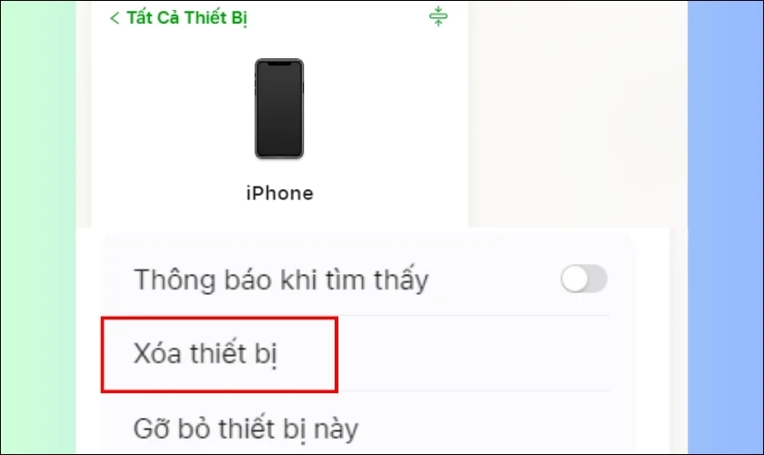 Chọn vào thiết bị muốn xóa tài khoản iCloud cũ ra khỏi iPHone