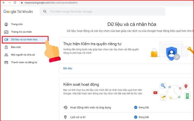 Cách xóa lịch sử tìm kiếm trên Google máy tính