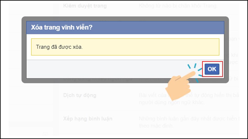 Cuối cùng chọn vào Ok là bạn đã hoàn thành xóa trang.