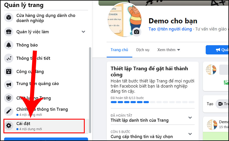 Bước 3: Nhấn vào Cài đặt trang ở dưới cùng bên trái.