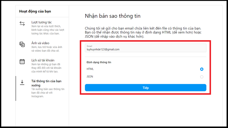 Nhập Email và định dạng