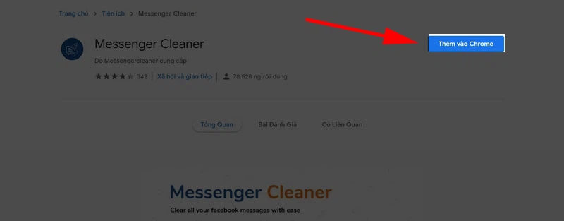 Bạn nhấn vào biểu tượng tiện ích rồi chọn “Messenger Message Cleaner” để tiếp tục.