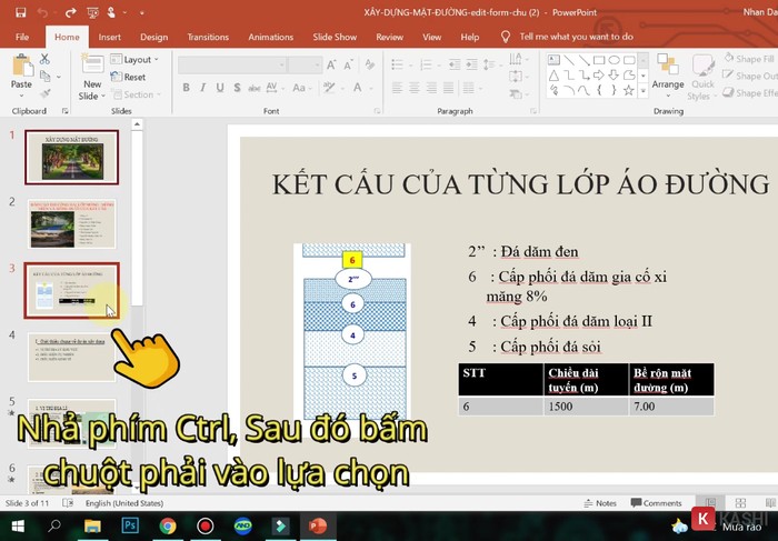 Nhả phím "Ctrl" và click chuột phải