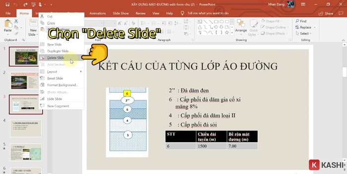 Nhấn "Delete Slide"