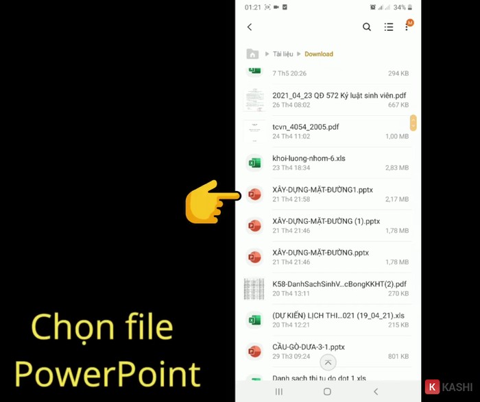 Click vào file PowerPoint để mở