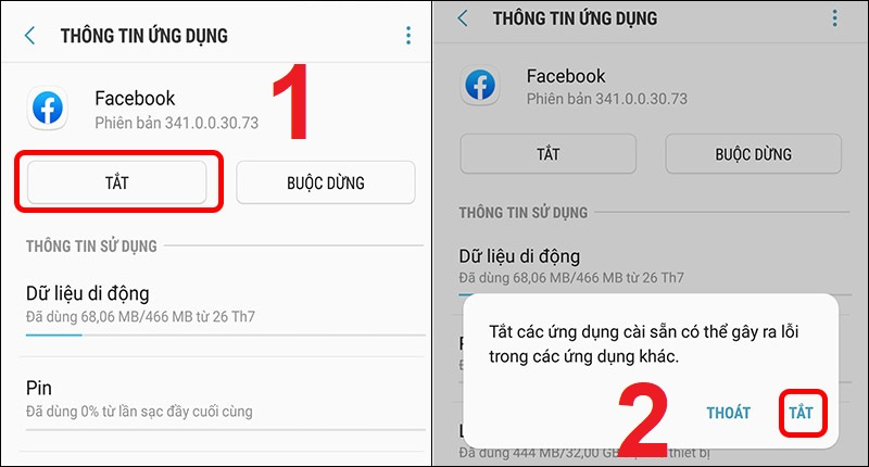 Chọn TẮT để vô hiệu hóa ứng dụng mặc định trên điện thoại Samsung