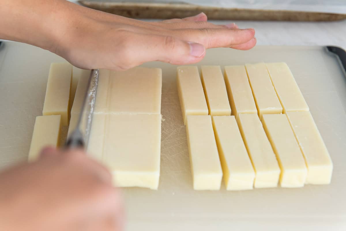 Cutting the Cheese Block Into Sticks