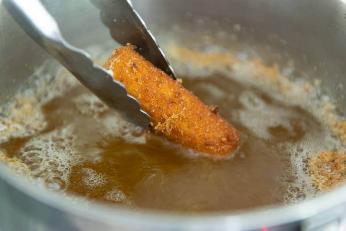 Deep fried mozzarella cheese stick in tallow