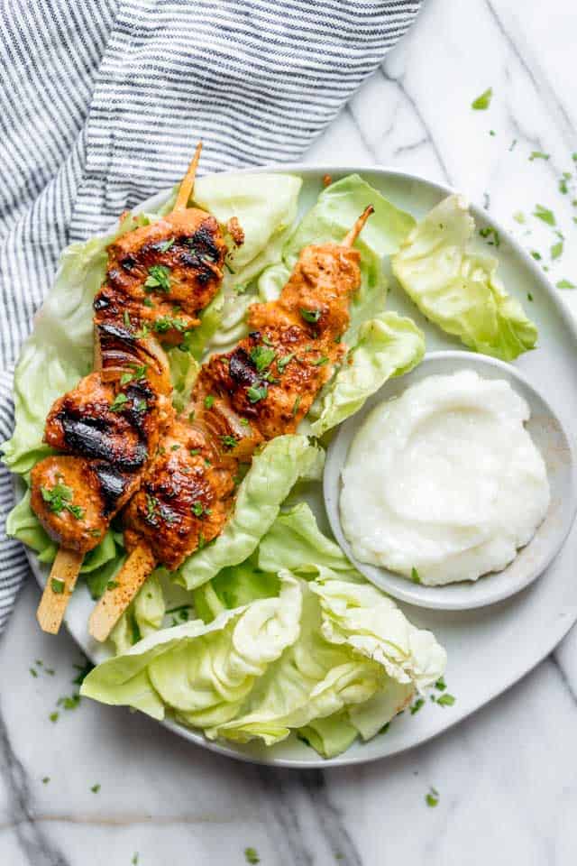 Shish Tawook is a popular Lebanese grilled chicken skewers recipe. It