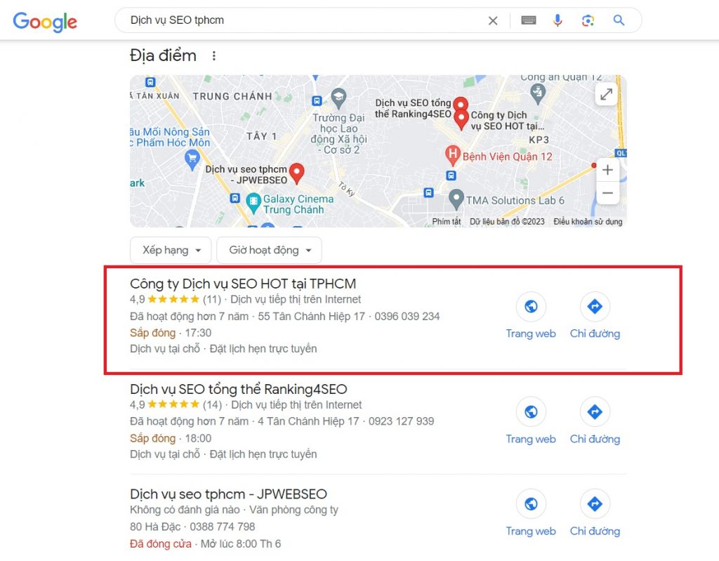 dich vu seo google maps