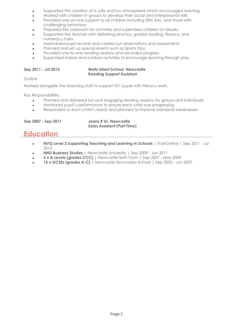 Teaching Assistant CV-2