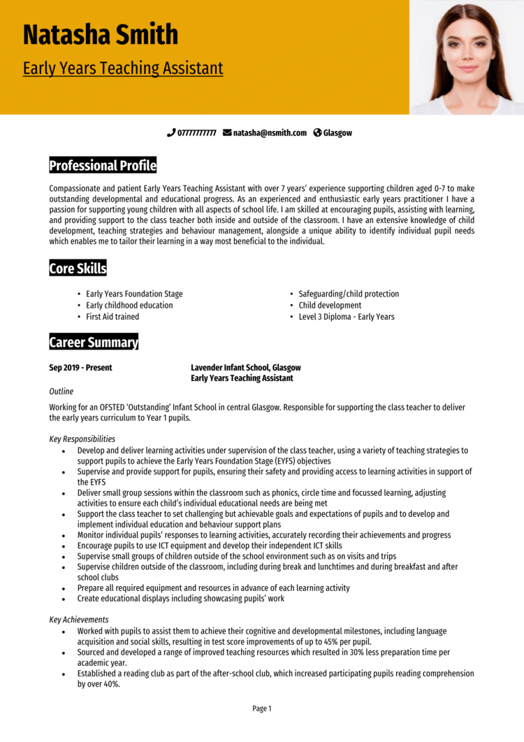 Early Years Teaching Assistant CV-1