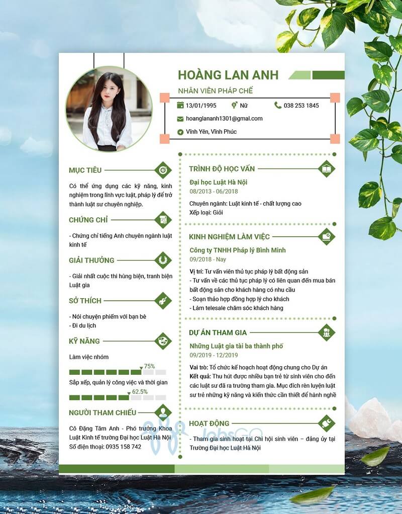 Mẫu CV ngành luật 3