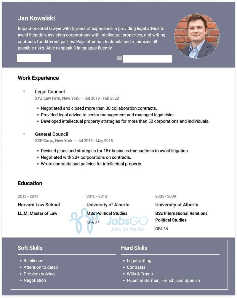 Mẫu CV ngành luật 2