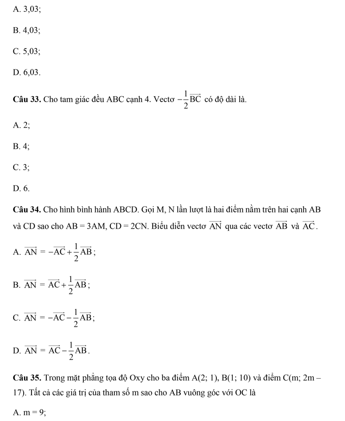 Đề thi học kì 1 lớp 10 môn toán 12