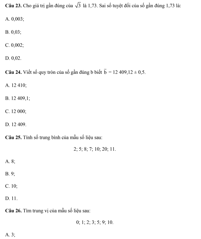 Đề thi học kì 1 lớp 10 môn toán 9