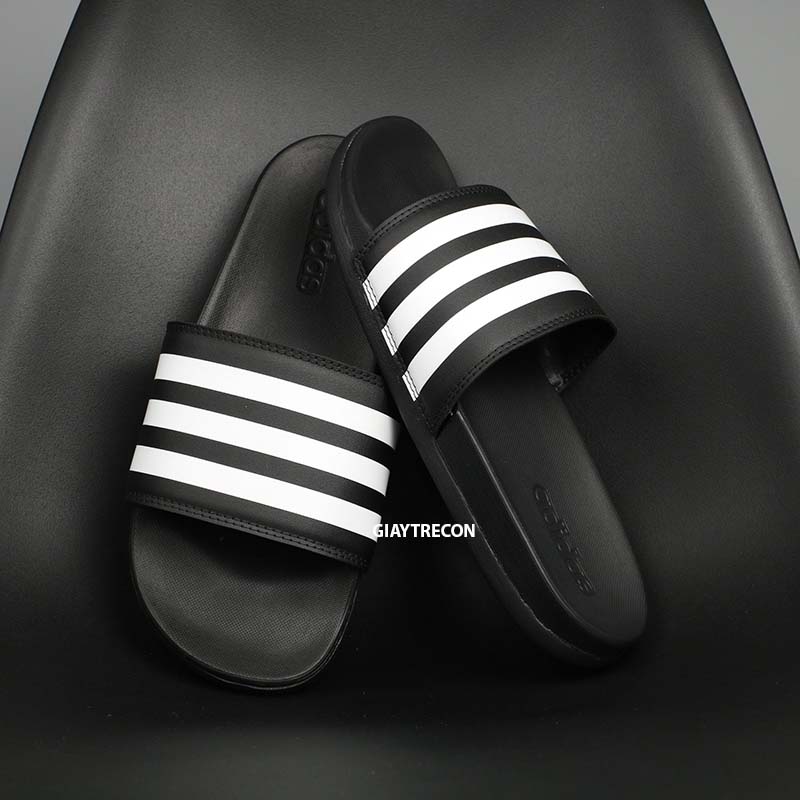 Dép 3 sọc Adidas Adilette Comfort Đen Trắng