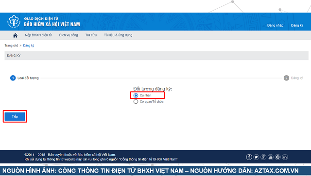Hướng dẫn đăng ký tài khoản dịch vụ công BHXH - Bước 3