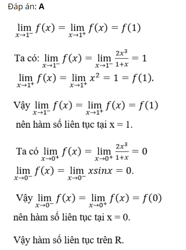 Đề bài tập 10 xét tính liên tục của hàm số