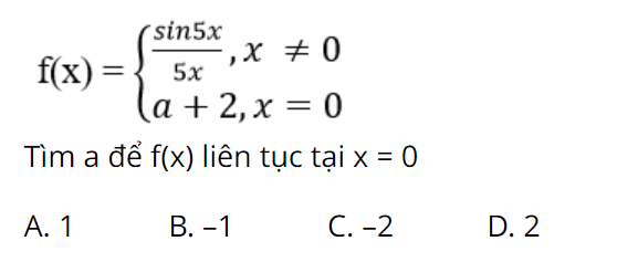 Đề bài tập 3 vận dụng xét tính liên tục của hàm số