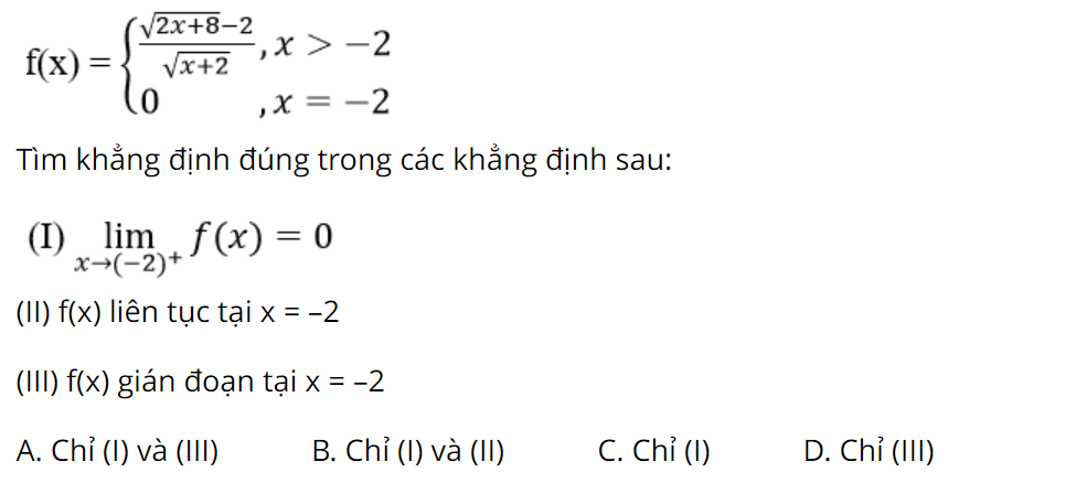 Đề bài tập 4 vận dụng xét tính liên tục của hàm số