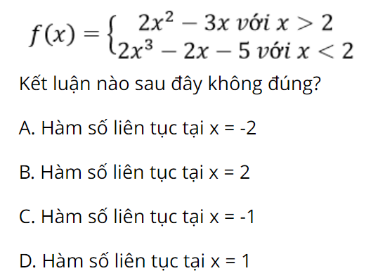 Đề bài tập 5 xét tính liên tục của hàm số