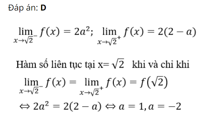 Giải bài tập 1 - vận dụng xét tính liên tục của hàm số