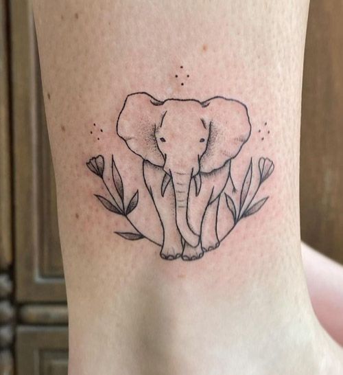 đẹp mắt với kiểu tattoo cổ chân mẫu voi