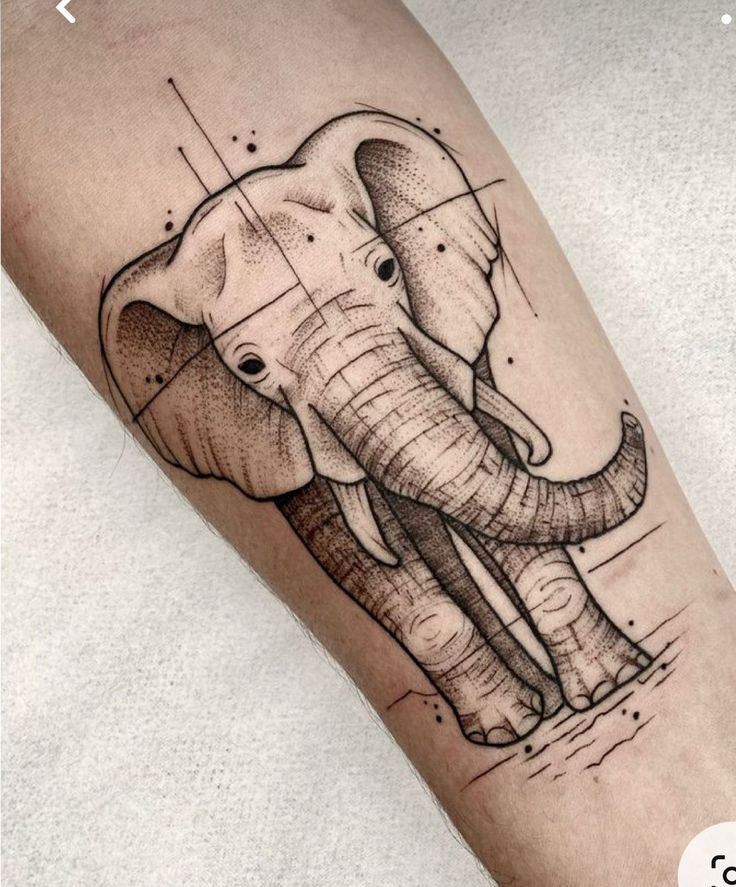 mẫu tattoo voi với nét xăm chân thực