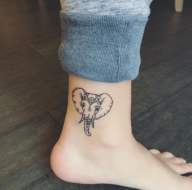 tattoo cổ chân mẫu voi đơn giản