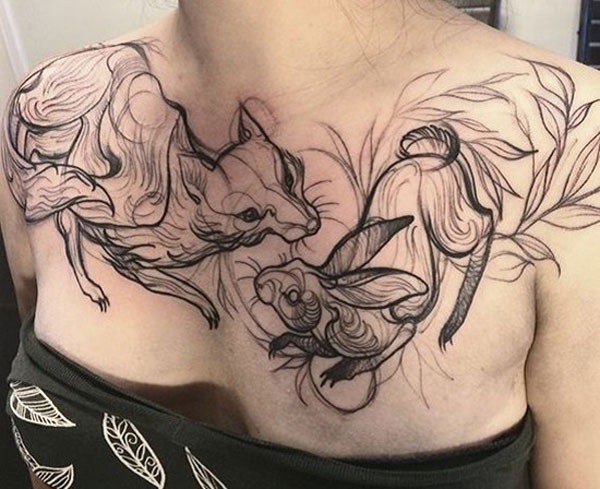 hồ ly 9 đuôi tattoo