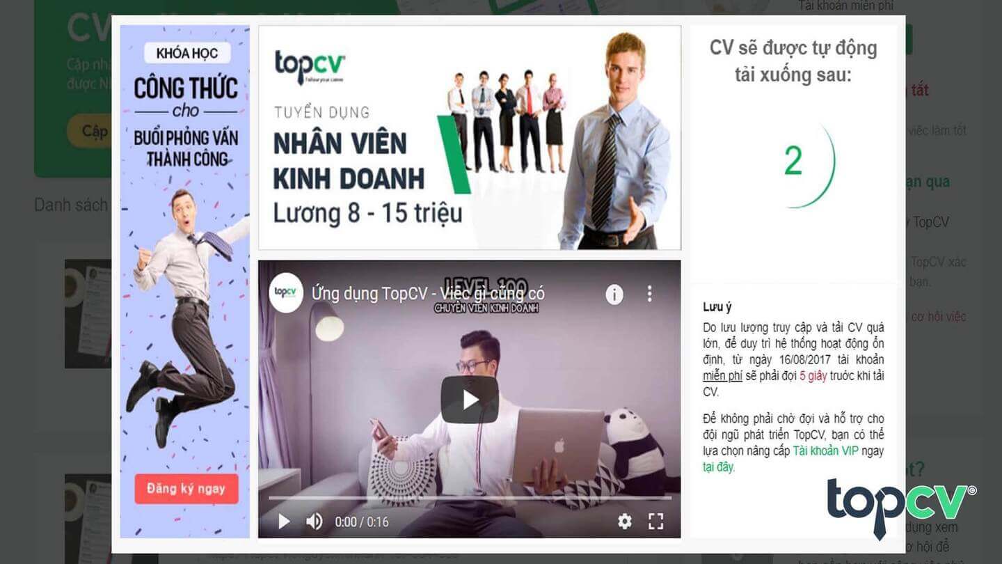 Tai CV mien phi tu TopCV nhanh chong, de dang