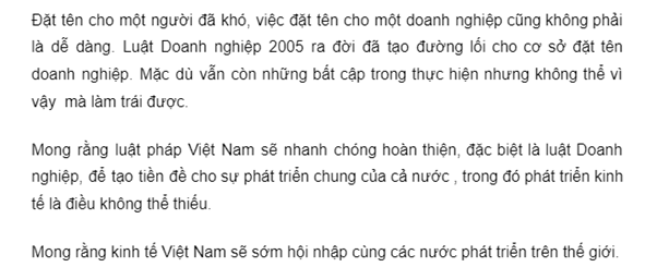 Mẫu kết luận tiểu luận luật kinh tế