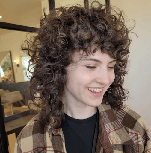 Short Wolf Cut On Curly Hair