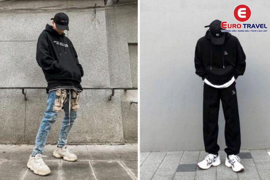 Áo hoodie + Quần jean skinny giải quyết đi du lịch nên mặc gì