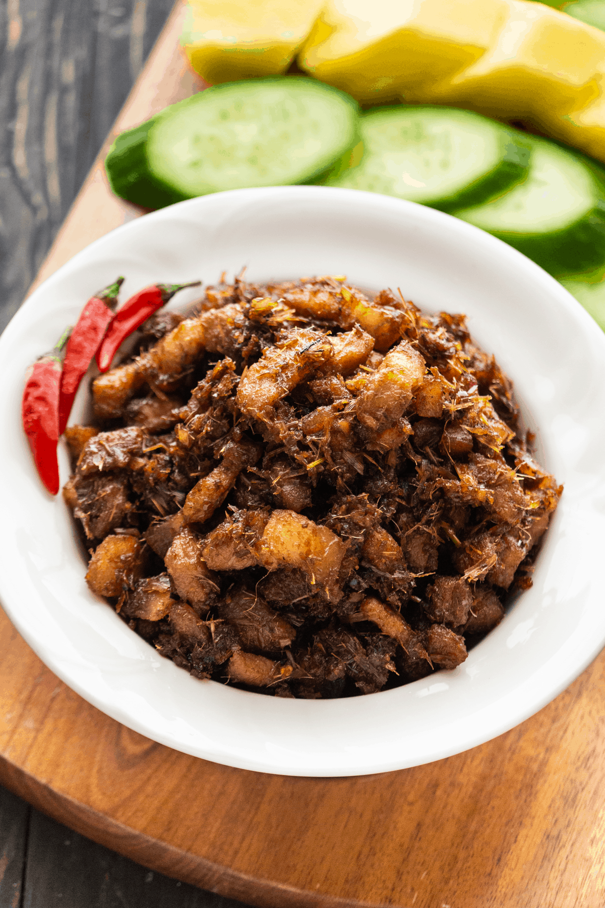 Thịt Kho Mắm Ruốc in a bowl.