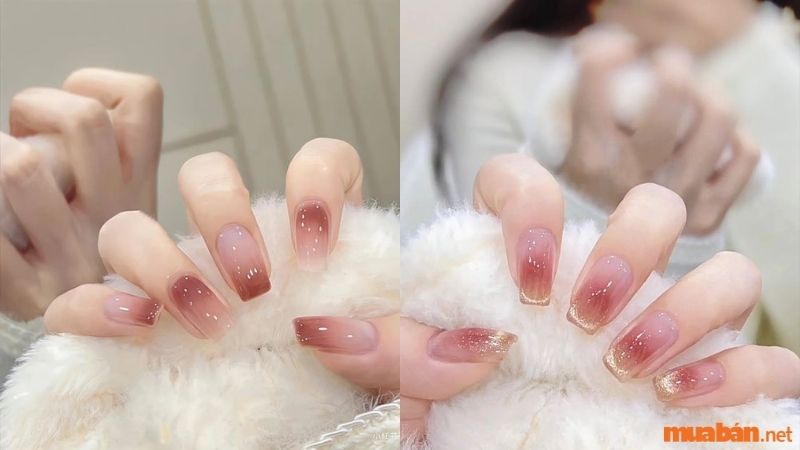 Mẫu nail sơn thạch hồng