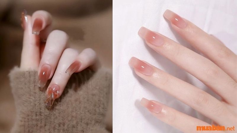 Mẫu nail sơn thạch hồng