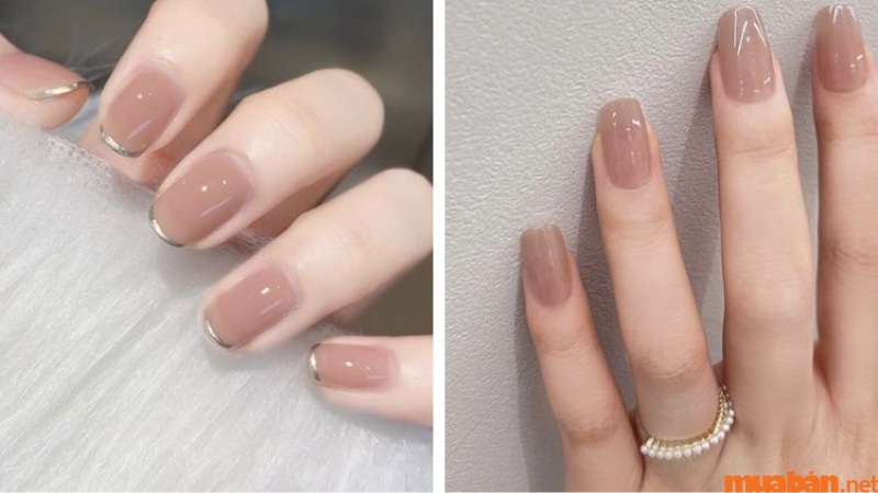 Mẫu nail sơn thạch màu nâu