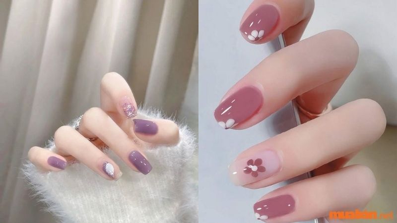 Mẫu nail sơn thạch tím