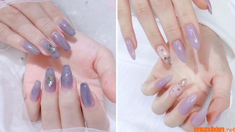 Mẫu nail sơn thạch tím