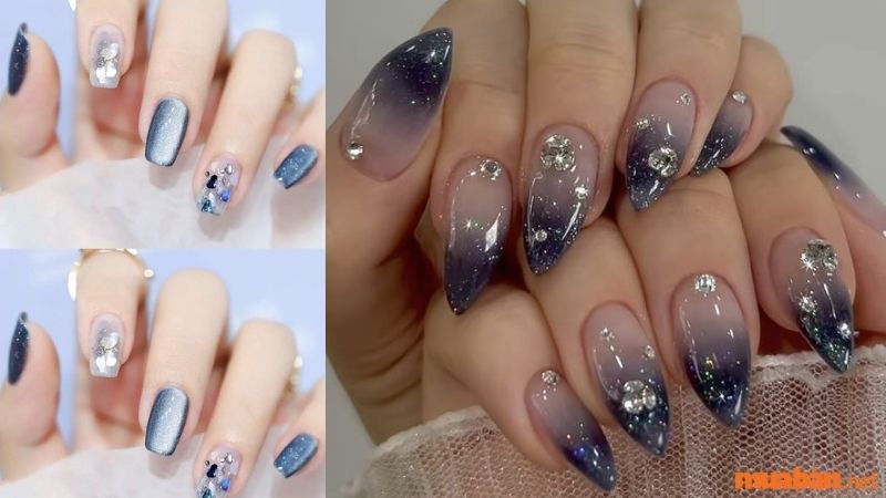 Mẫu nail sơn thạch xanh cá tính