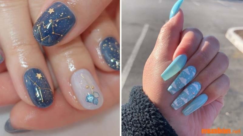 Mẫu nail sơn thạch họa tiết bầu trời