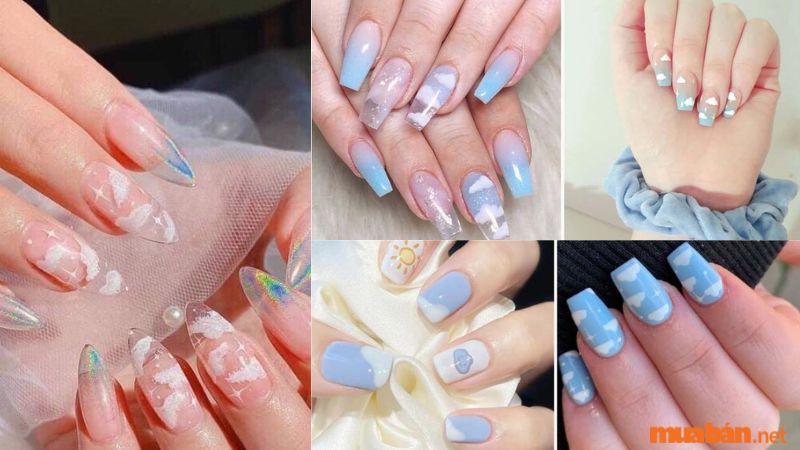 Mẫu nail thạch họa tiết bầu trời