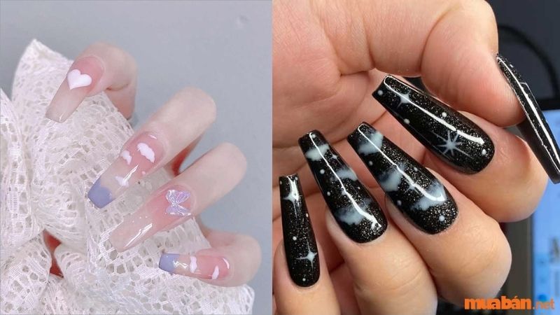 Mẫu nail sơn thạch họa tiết bầu trời