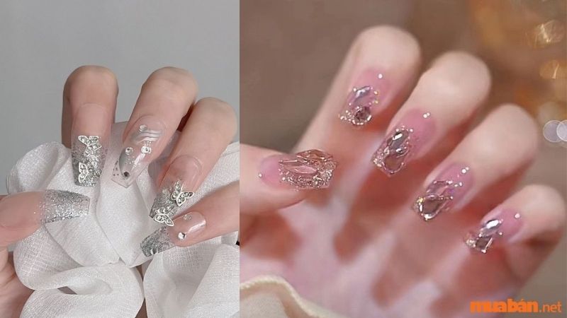 Mẫu nail sơn thạch đính đá